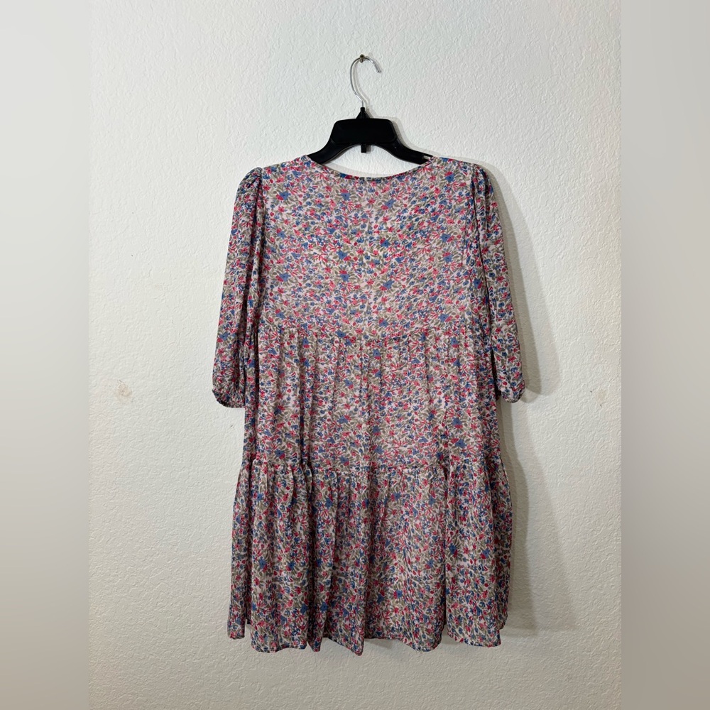 BB Dakota by Steve Madden Free Spirit Floral Babydoll Chiffon Mini Dress XS - Picture 9 of 12